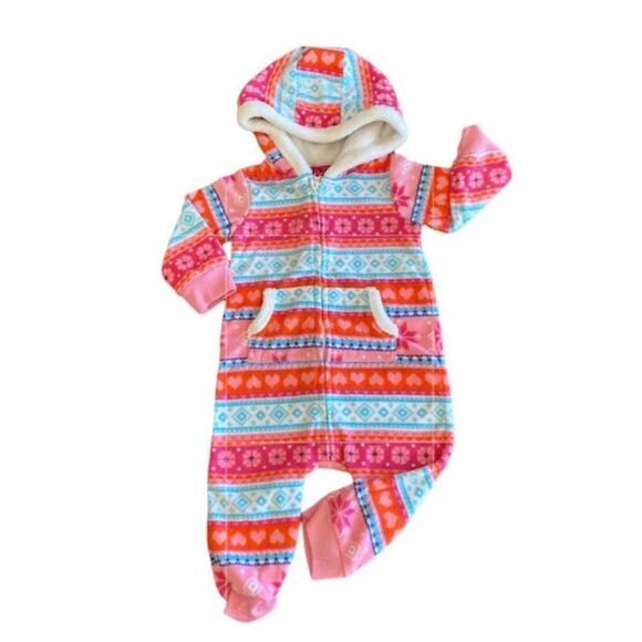 Carter’s Fleece Hooded Romper Size 9 M - Picture 1 of 10